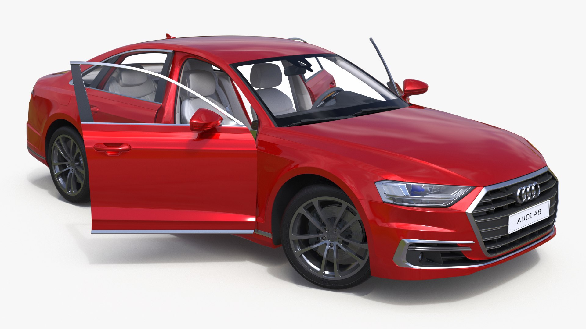 Audi A8 Luxury Sedan Red Rigged for Cinema 4D 3D model preview