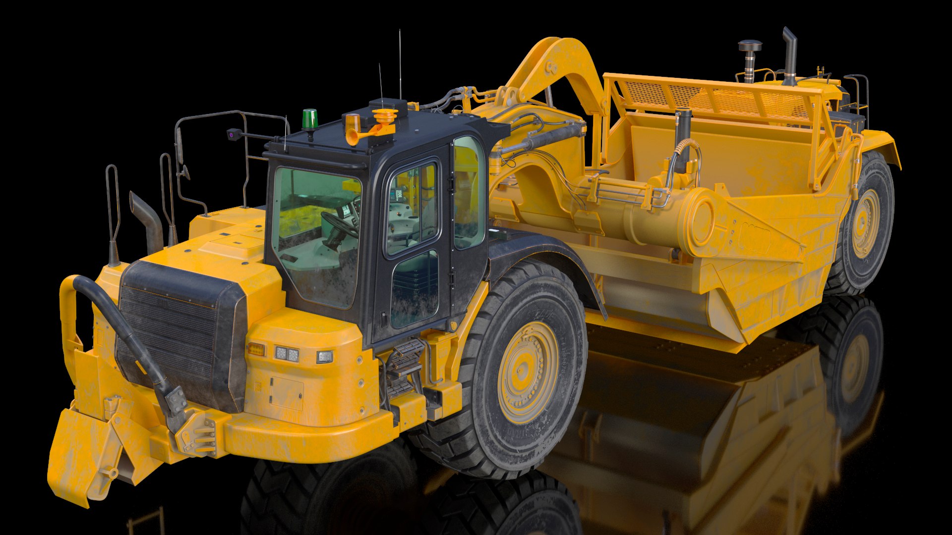 Wheeled Tractor Scraper Dirt 3D model preview