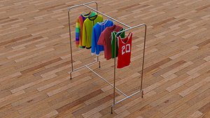 3D Textured Hanged Tshirts Cloth Rack model