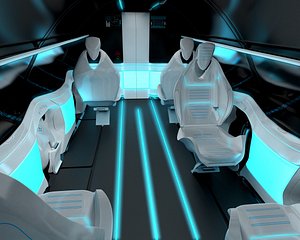 Business class interior of the passenger area of the aircraft