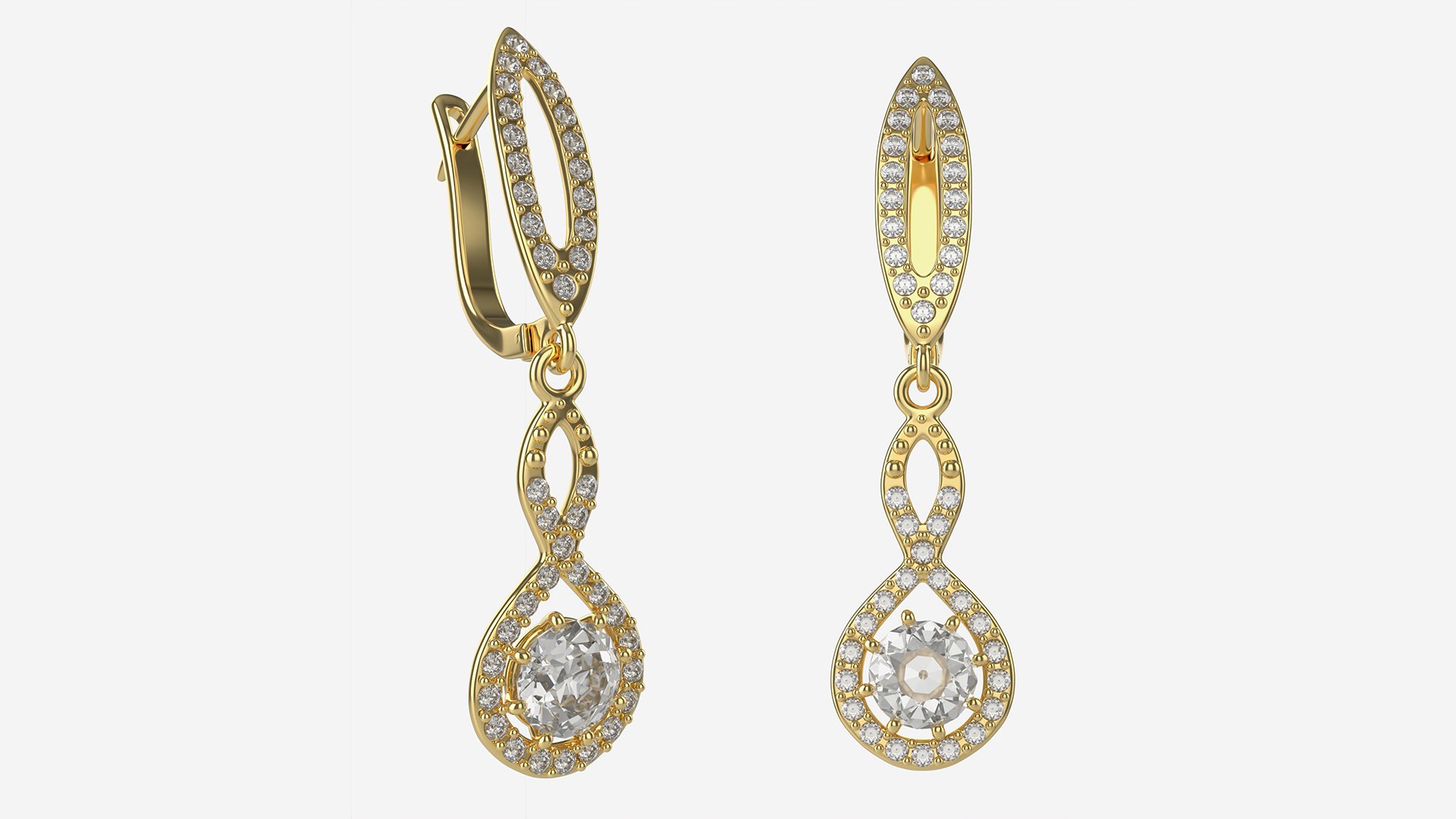 3D Earrings Diamond Gold Jewelry 02 - TurboSquid 1968634