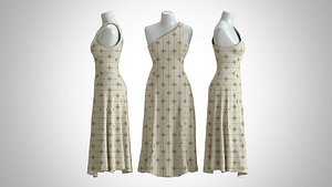 Woman Dress 2 Yellow Drapery 3D
