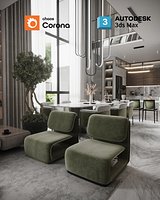 Corona Render Interior Scene Modern Villa Type A 3D model 3D model