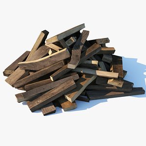 3D Chopped wood boards 01