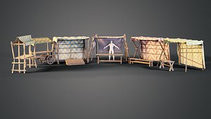 Medieval market stalls 3D model