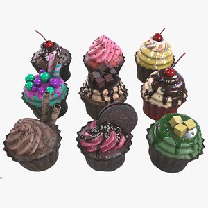 Cupcake collection 3D model