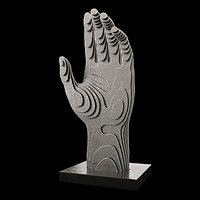 Figurine in the form of a hand made of metal plates