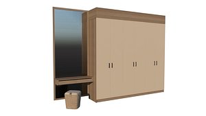 Modern Modular Wardrobe with Vanity and Storage 3D model model
