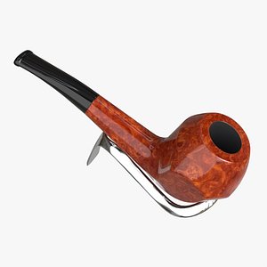 3D model Smoking Pipe Half-bent Briar Wood 04