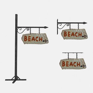 old stone beach sign 02 3D model