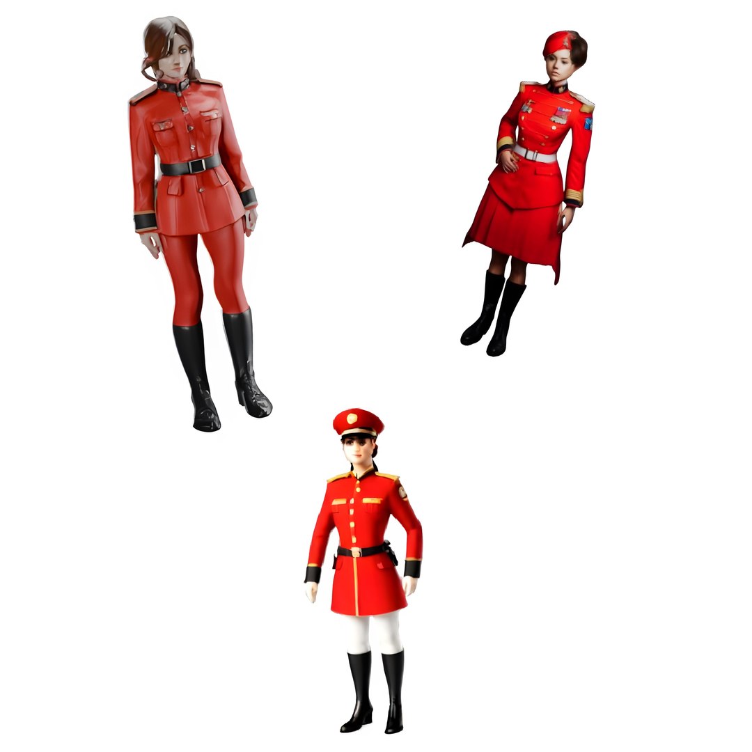 3D Red Military Uniform Female Character Model - TurboSquid 2295193