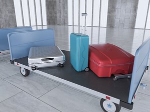 airport baggage carts 3D model