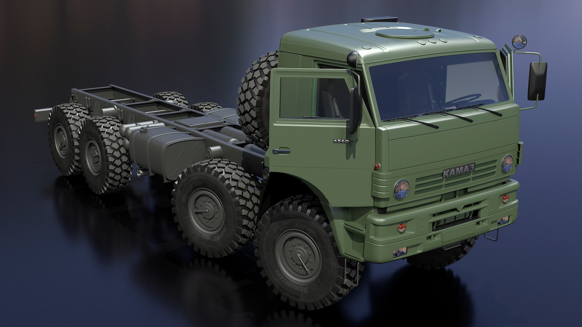 Heavy Offroad Chassis Kamaz 6560 Rigged 3D model preview