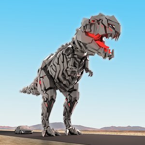 3D mechanical t-rex rigged model