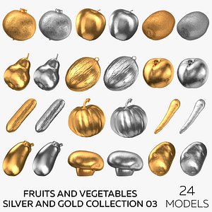 Fruits and Vegetables Silver and Gold Collection 03 - 24 models 3D model