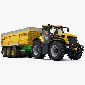 Tractor JCB Fastrac 8310 and Trailer Joskin Trans-Space 8000