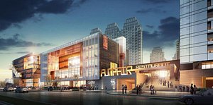 3D model Modern city commercial street office building sketch design