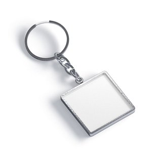 3D White Square Keychain - key tag holder