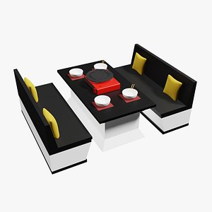 3D Table and Chair Restaurant Full Set model