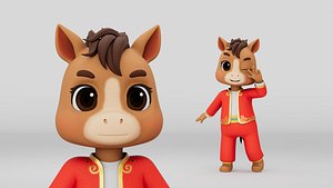 Rigged Cartoon Horse