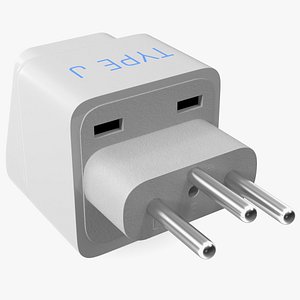 3D Type J Universal Plug Adapter White model