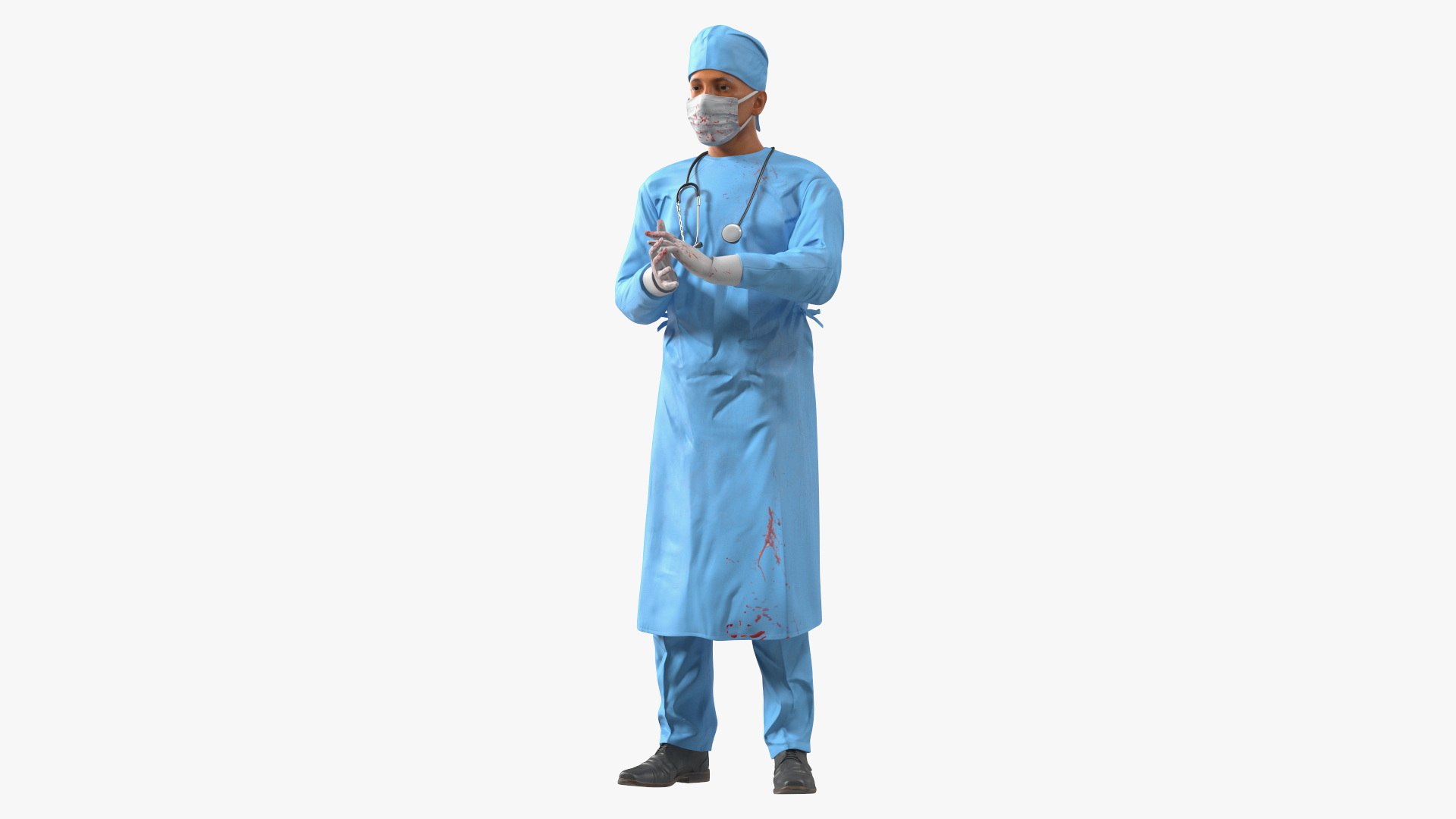 Blood Stained Surgeon Doctor in Mask Rigged 3D model preview