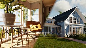 3D house classic style porch model
