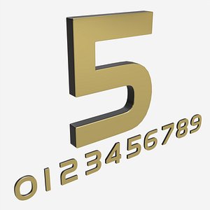3D Numbers modern gold metal plastic