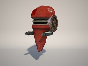 3d model ship gunship red