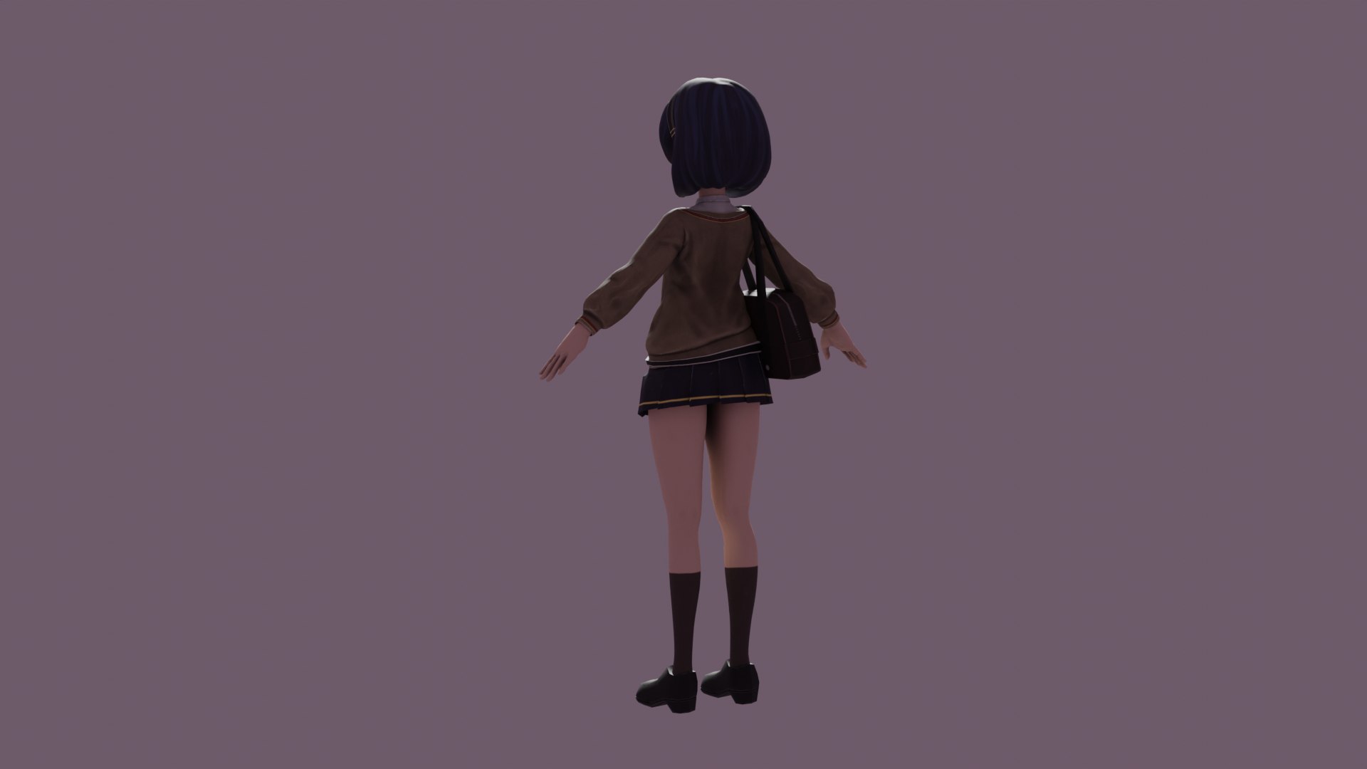 3D Model School Girl Anime Style - Japanese Uniform - TurboSquid 1844121