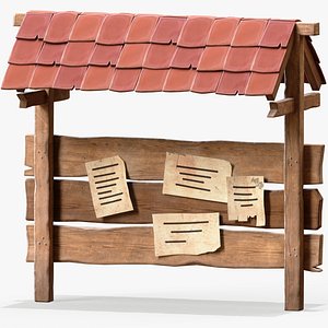 3D Wooden Bulletin Board model