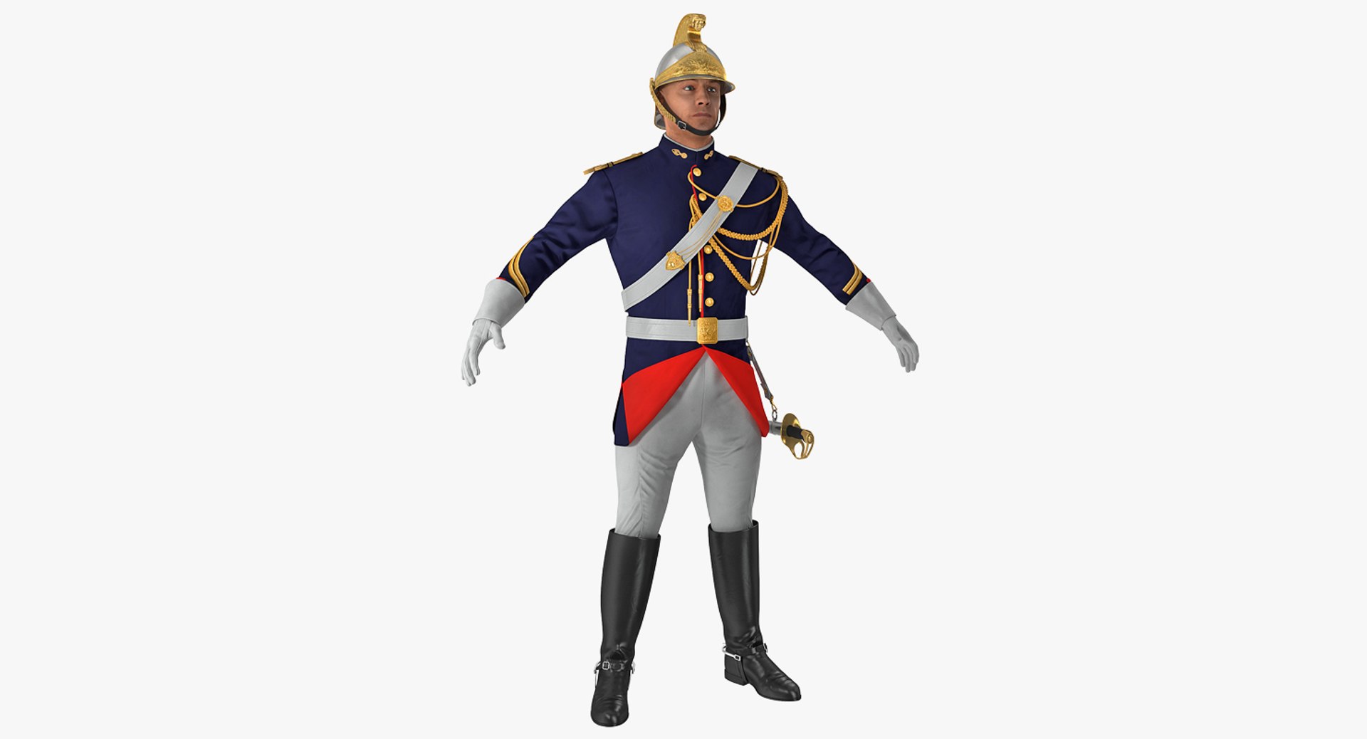 French Republican Guard in Traditional Uniform 3D model preview