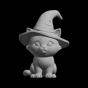 Cute Witch Cat 3D Print Model