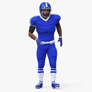Blue Uniform Black Man Football Player Rigged