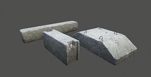 3D Concrete block set PBR model