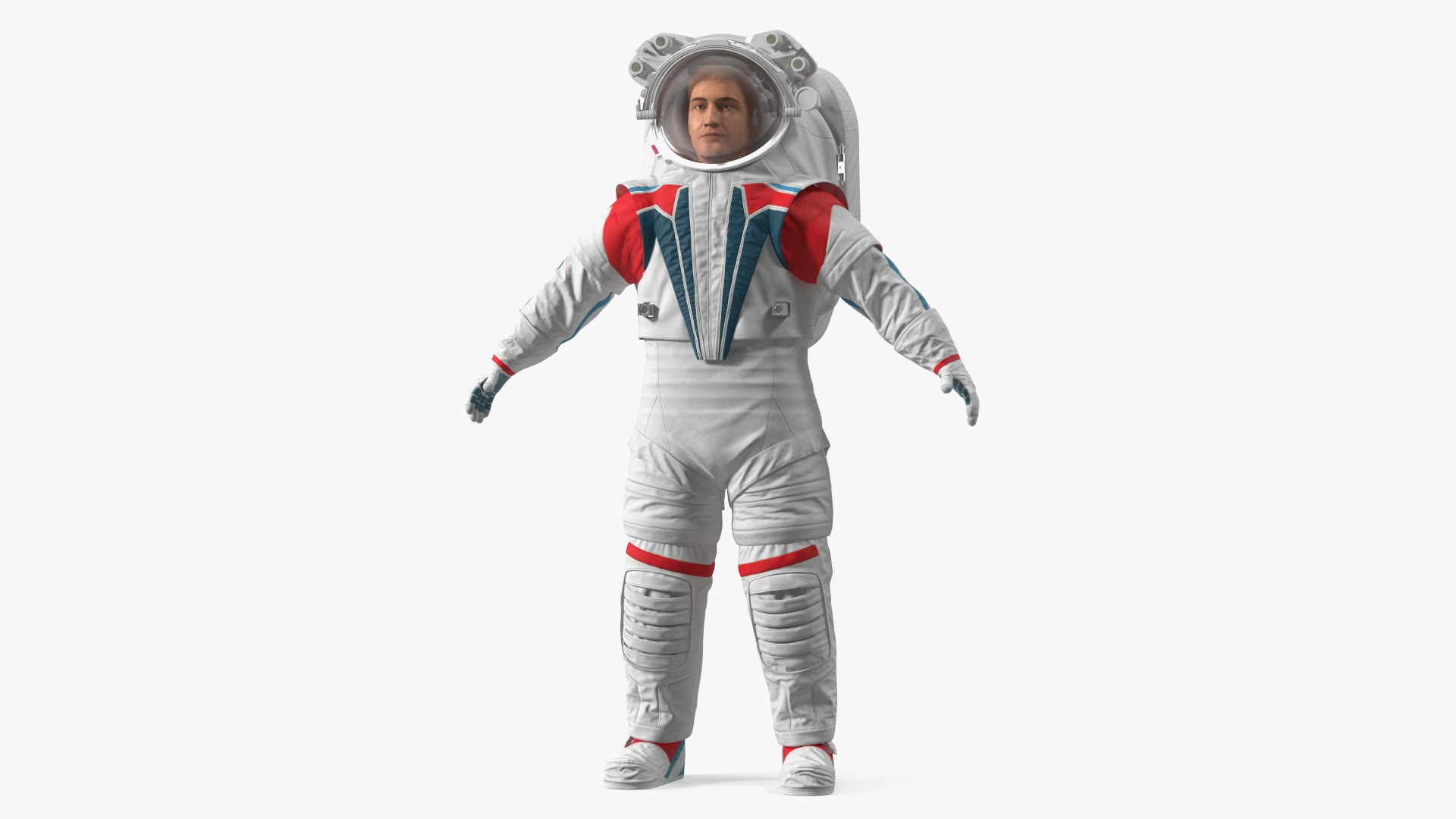 Astronaut in Futuristic Spacesuit A-pose Fur 3D model preview