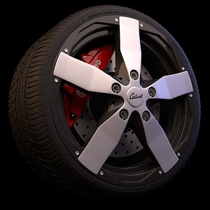 3d model wheel brakes tyre