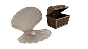 Treasure Box and Seashell MAYA rigged 3D model