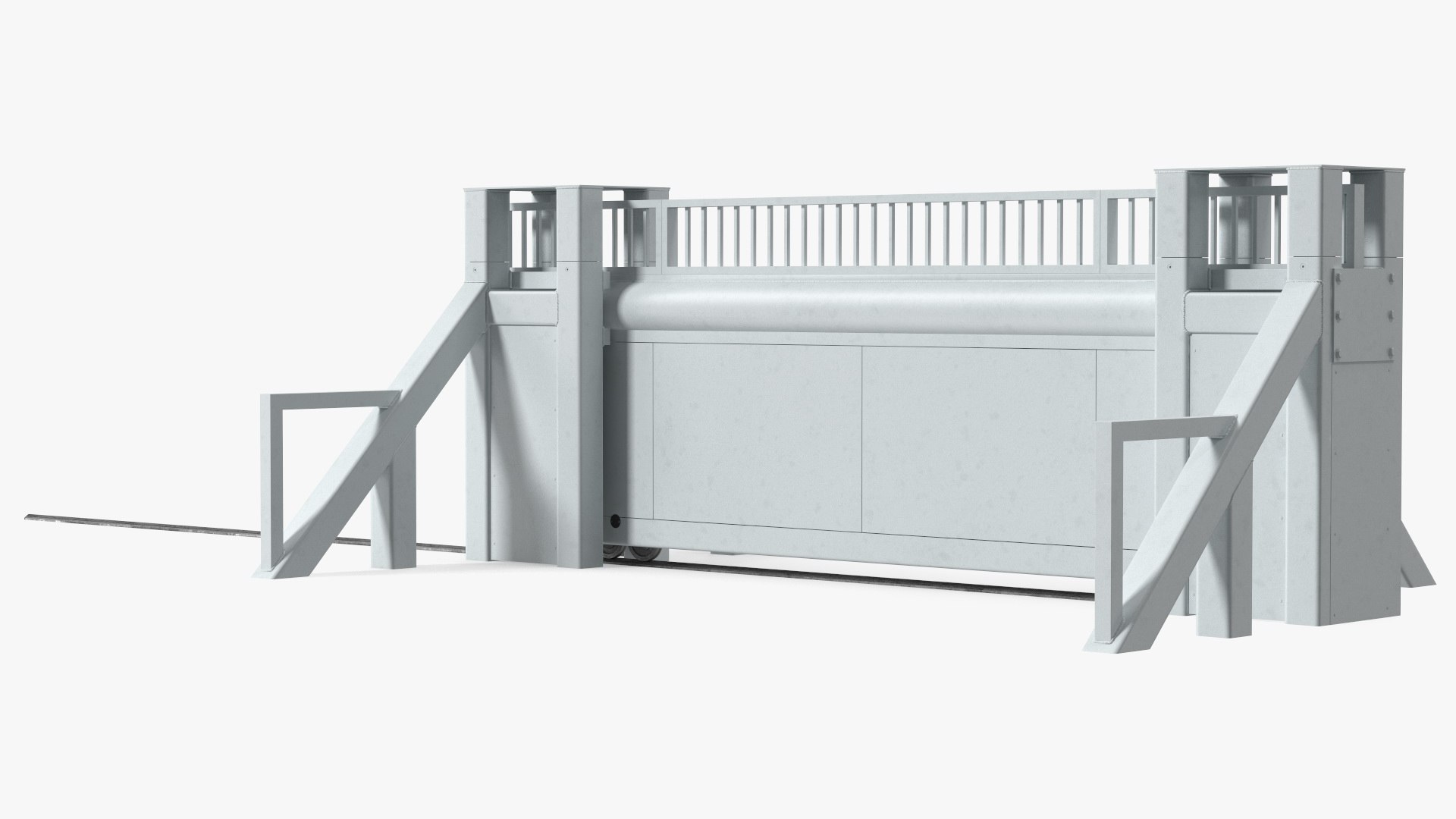High Security Sliding Armoured Vehicle Gate 3D model preview
