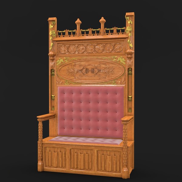 3d Classical Gothic Bench Model   1 