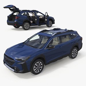 3D City Crossover SUV Blue Rigged