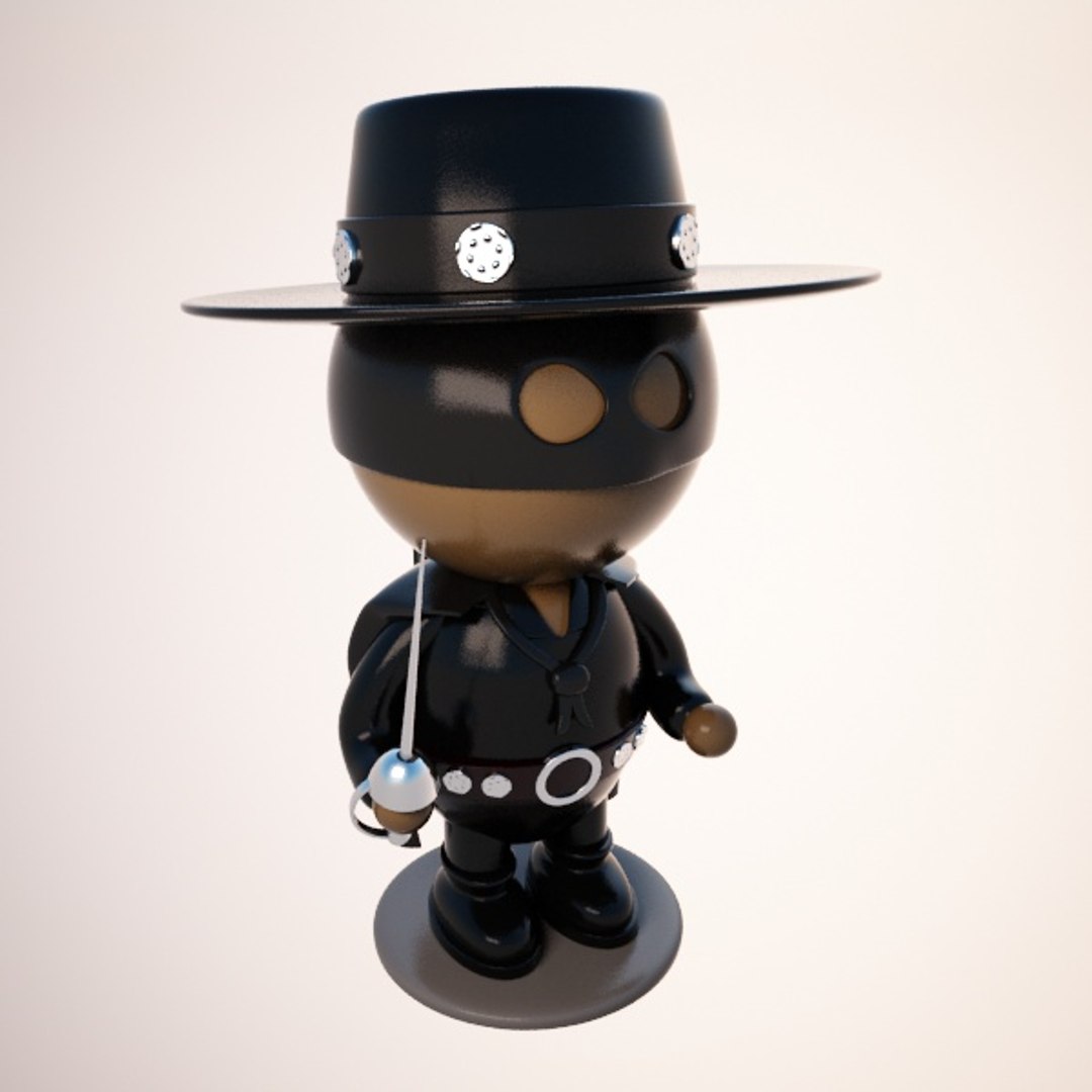 Cartoon Zorro Character 3d Model