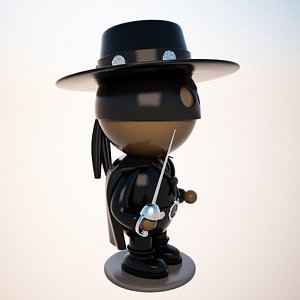 cartoon zorro character 3d model