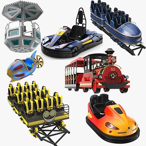 Detailed Amusement Park Rides Collection