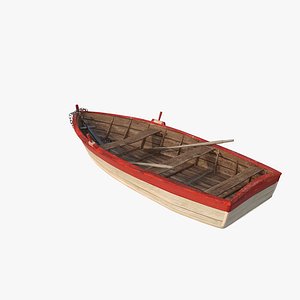 3D old boat lost sea