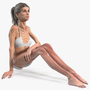Sitting Anorexic Woman 3D model