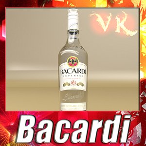 Photorealistic Bacardi Rum Botlle - High Detailed