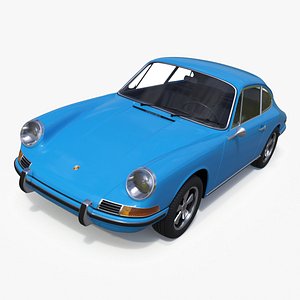 3D Porsche 911 1968 Blue Simplified