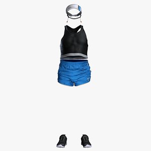 Female Runner Outfit - Sportswear Set with Cap and Shoes