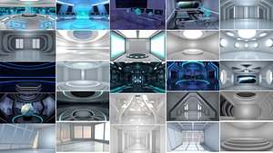 3D 40 Sci Fi Room Sets model
